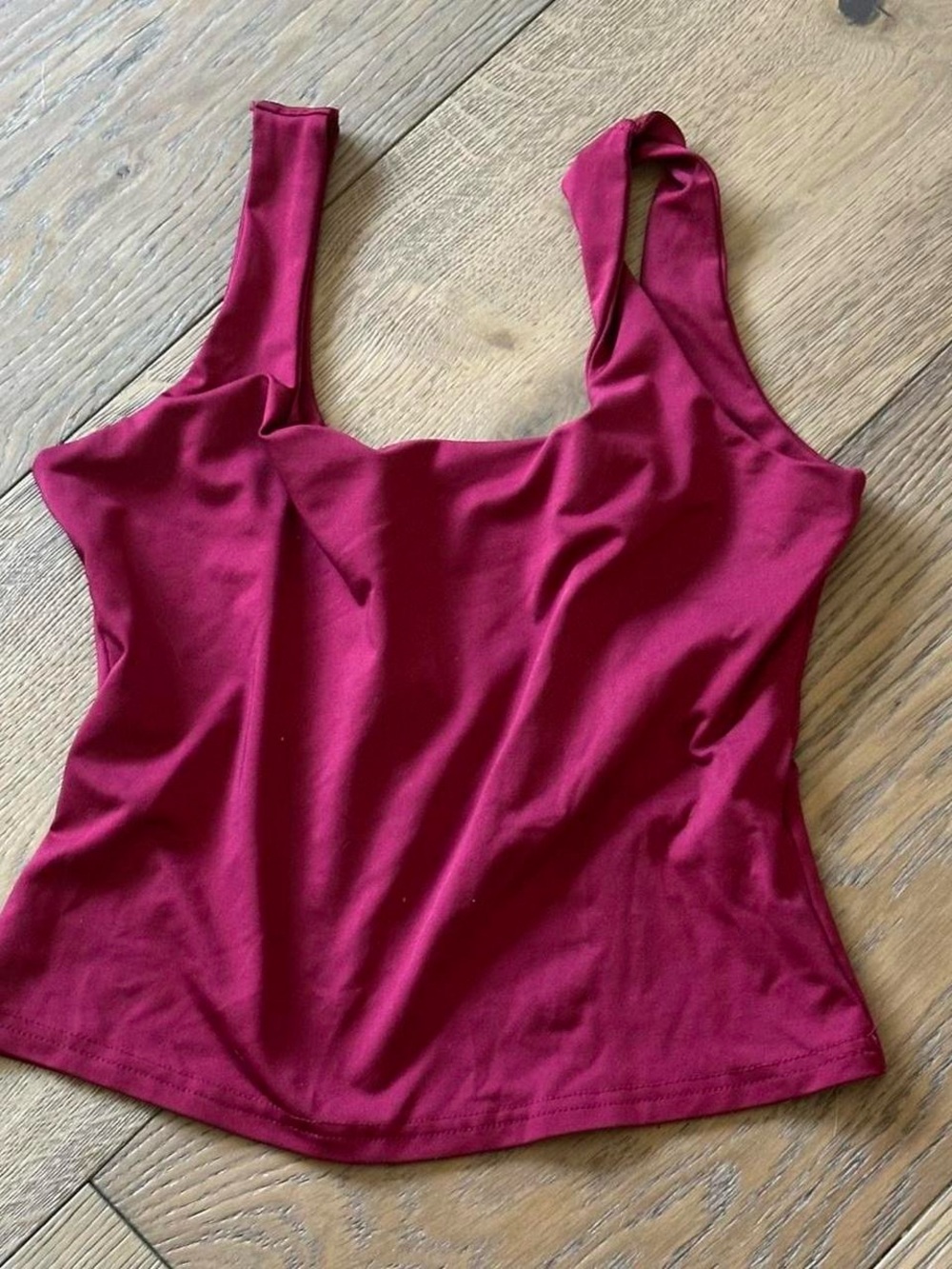 SHEIN Square Neck Tank Top - Wine Red